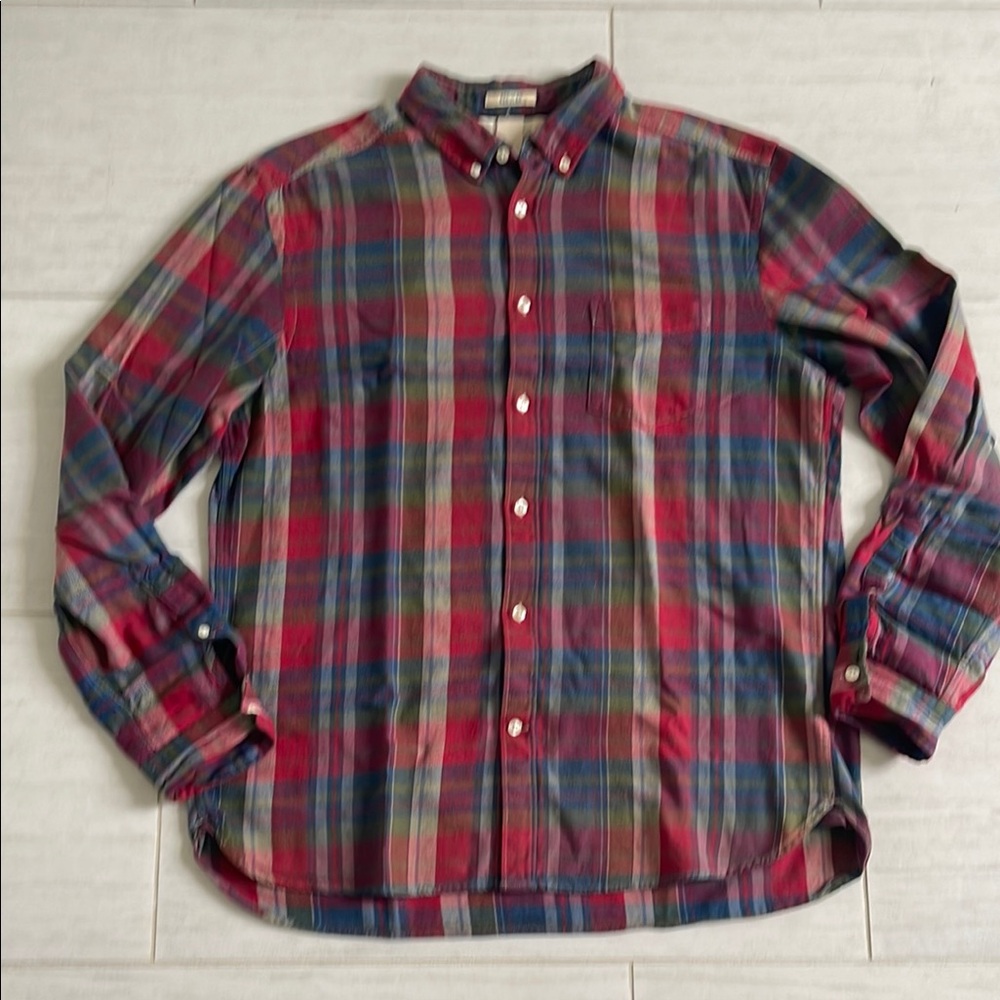 H&M Red and Green Plaid Casual Shirt